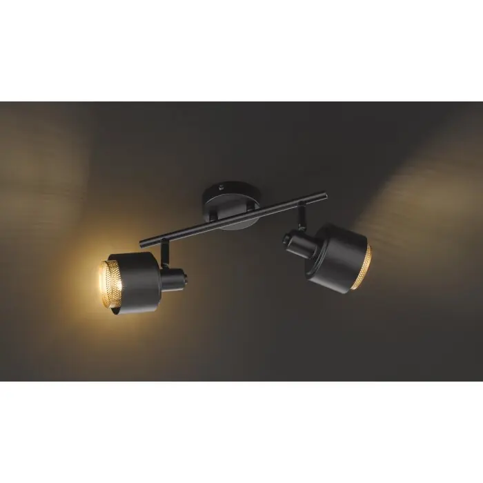 Wofi MARGATE Lámpara de Techo Negro-dorado, 2 luces Oferta Flash