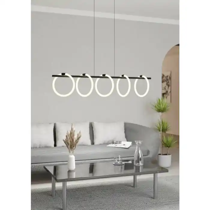 Ordenar Ahora Mismo Eglo CARANACOA Lámpara Colgante LED Negro, 5 luces