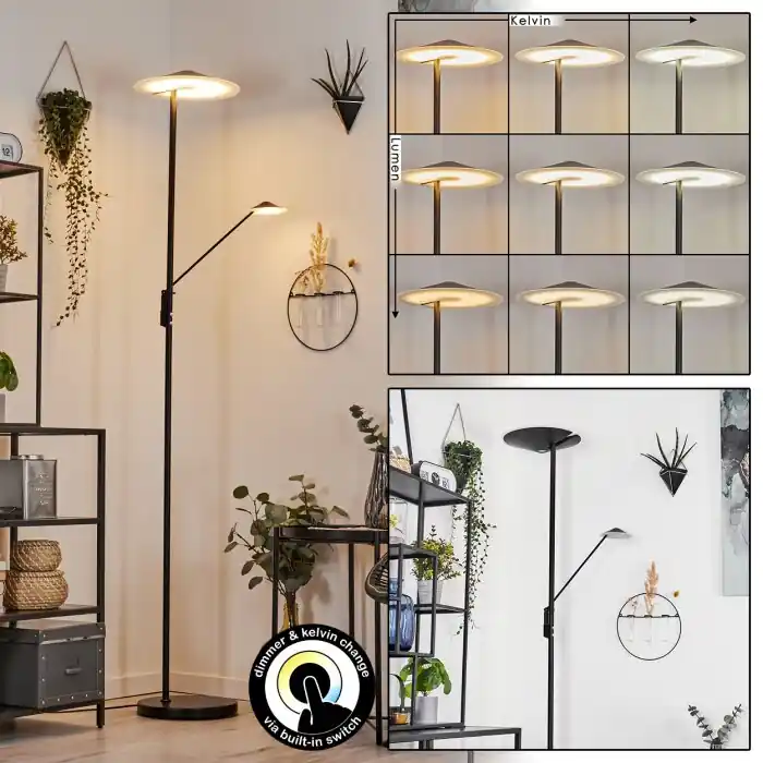 Choupico Lámpara de Pie LED Negro, 2 luces Ordenar Ahora Mismo