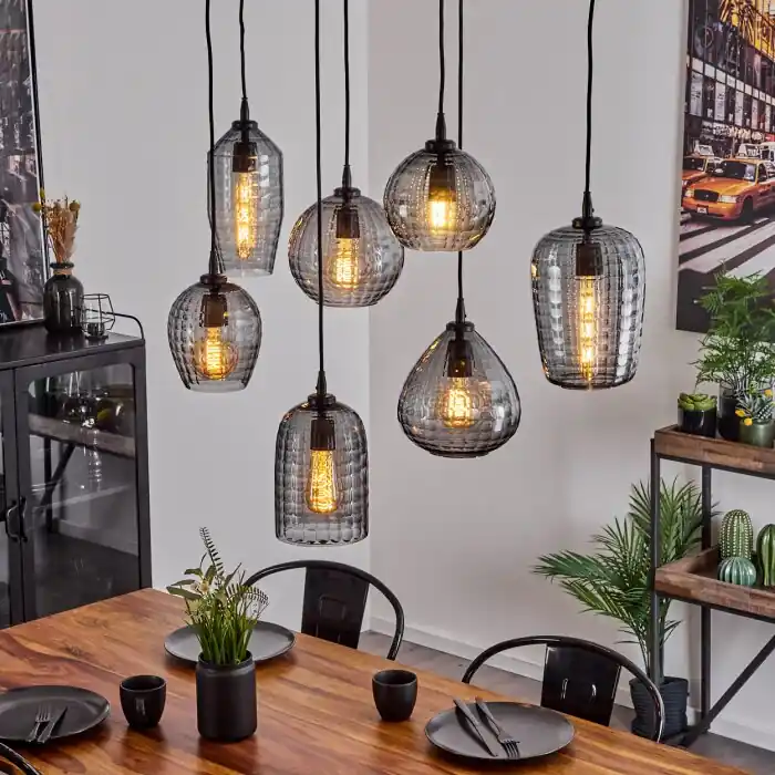Oferta De Temporada Kerang Lámpara Colgante Negro, 7 luces