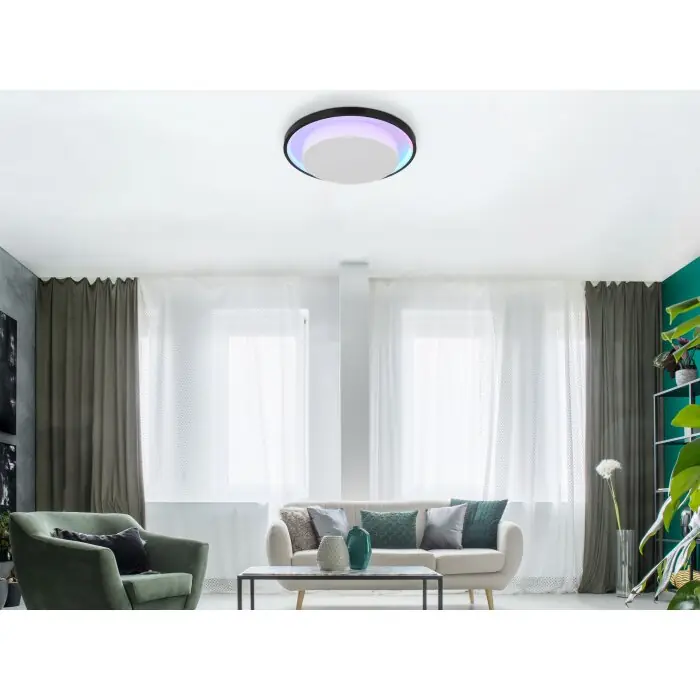 Última Versión Globo MORGAN Lámpara de Techo LED Negro, 1 luz, Mando a distancia