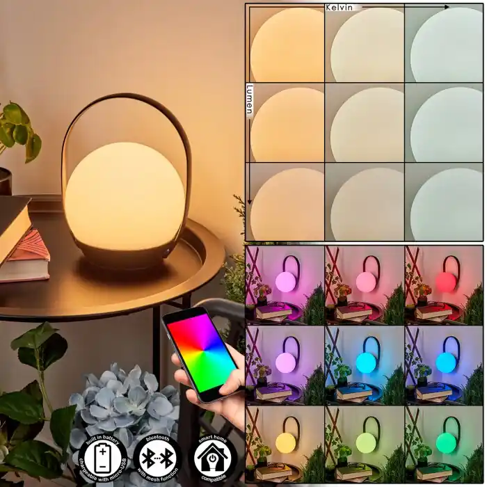Oferta Especial Fair Lámpara de mesa LED Negro, 1 luz, Cambia de color
