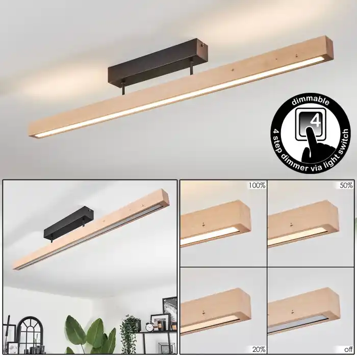 Mansupa Lámpara de Techo LED Crudo, Negro, 3 luces Oferta