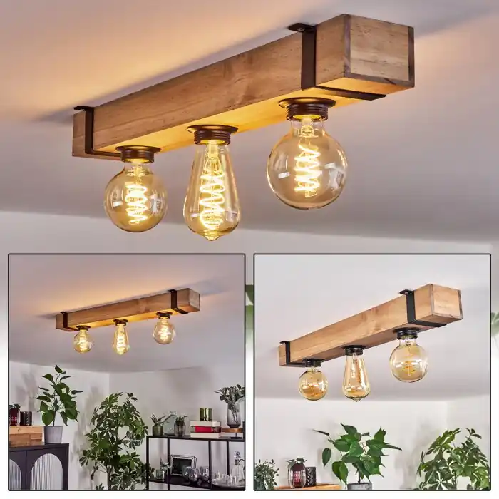 Oferta Montgomery Lámpara de Techo Crudo, Negro, 3 luces