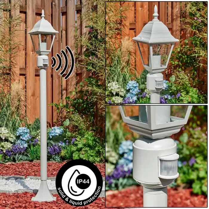 Naofe Poste de Jardín Blanca, 1 luz, Sensor de movimiento Descuento
