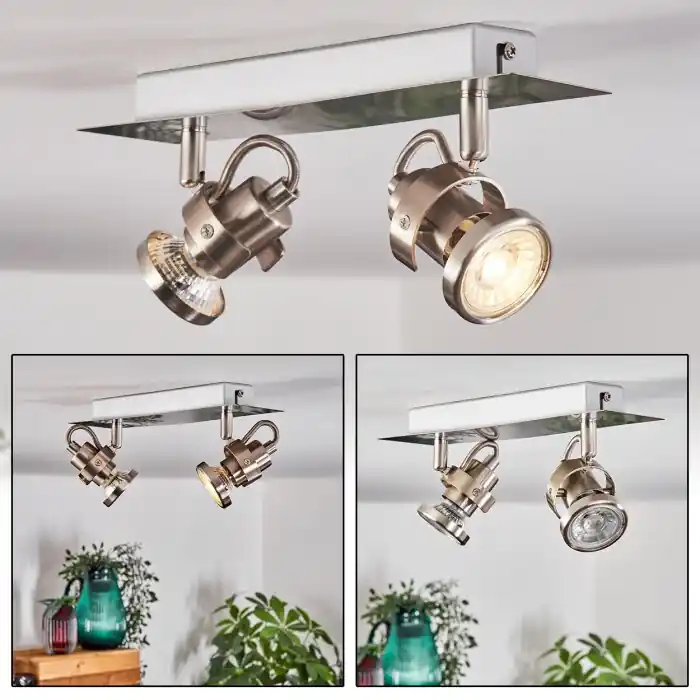 Última Versión Yometchen Lámpara de Techo LED Níquel-mate, 2 luces