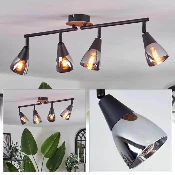 Leteque Lámpara de Techo Color madera, Negro, 1 luz Promoción