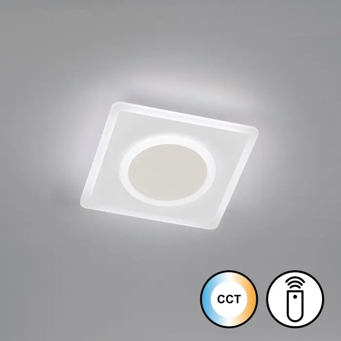 Certificado Fischer & Honsel Bisi Lámpara de Techo LED Blanca, 1 luz, Mando a distancia