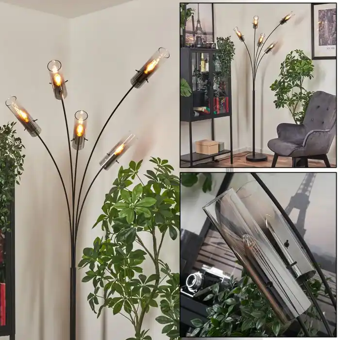 Caimitte Lámpara de Pie Negro, 5 luces Barato