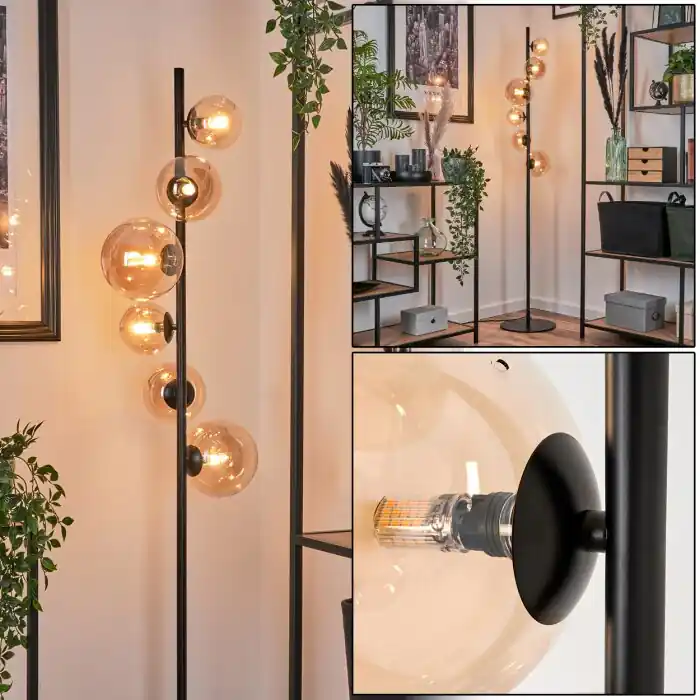 Remaisnil Lámpara de Pie - Cristal Colores ámbar, 6 luces Última Versión