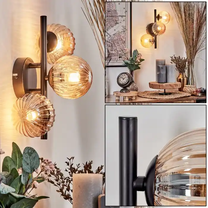 Precio De Oferta Chehalis Aplique - Cristal 10 cm Colores ámbar, 3 luces
