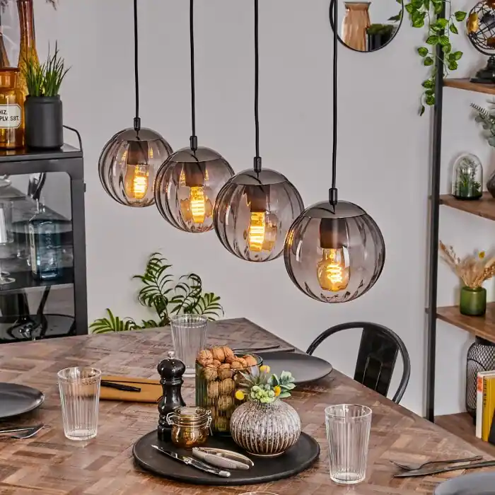 Popular Evolene Lámpara Colgante Negro, 4 luces