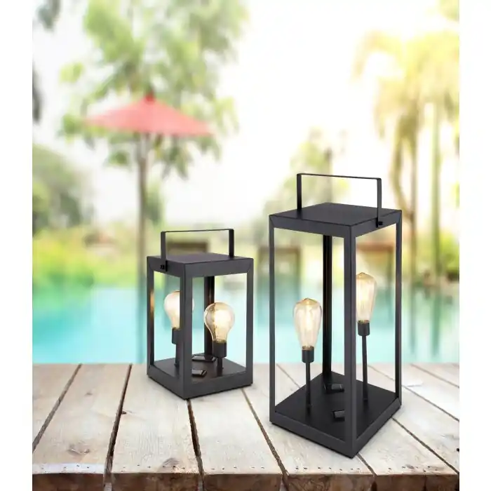 Novedad Globo Lámpara solar LED Negro, 2 luces