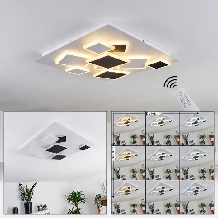 A Buen Precio Minichu Lámpara de Techo LED Blanca, 1 luz, Mando a distancia