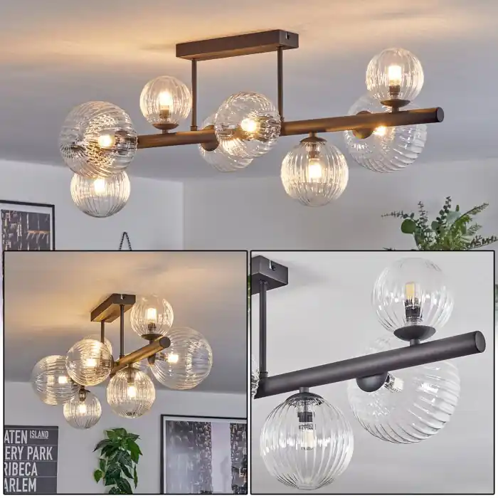 Chehalis Plafones, Luminarias esféricas Transparente, 8 luces Precio De Oferta
