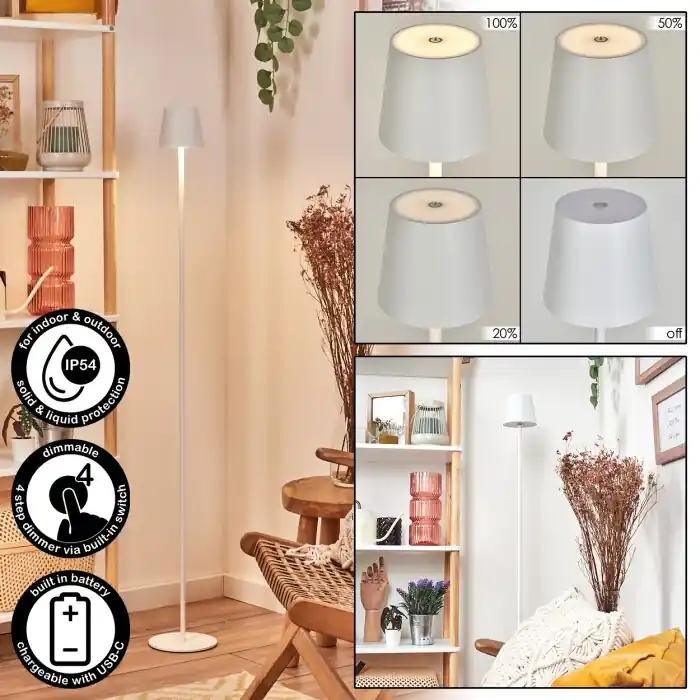 Compra Ahora Allen Lámpara de pie LED Blanca, 1 luz