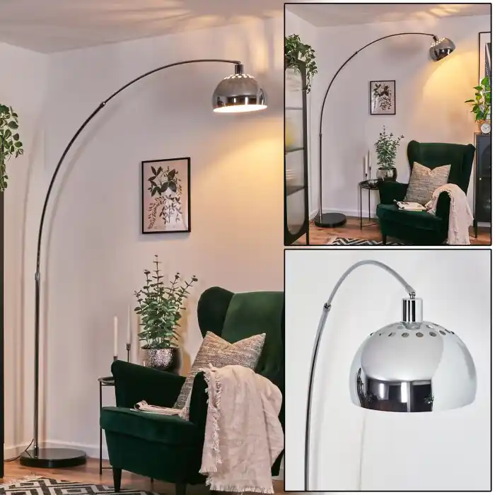 Rebajas Baloca Lámpara de pie, Lámparas de pie tipo arco Cromo, Negro, 1 luz