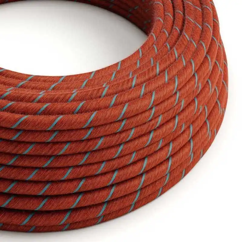 Cable textil redondo bicolor terracota y azul 2x0,75 / 3x0,75mm doble aislamiento Compra Ahora