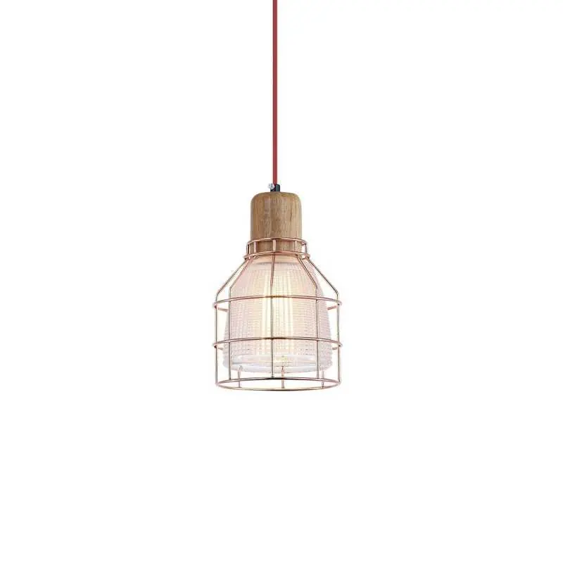 Promoción Colgante simple CUGNE madera E27 LED color cobre brillo