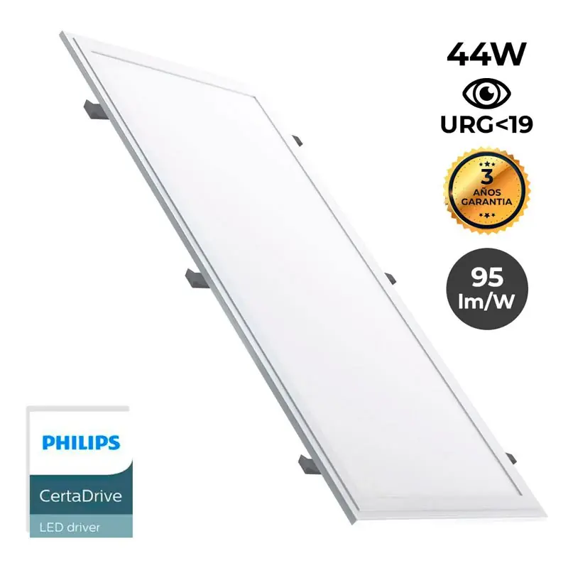 Última Versión Panel LED slim empotrable 120X30 cm - Driver Philips - 44W - UGR19 - Con KIT de montaje Blanco frío 6000K