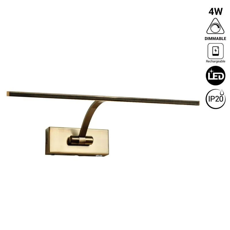 Aplique para cuadros LED con bateria recargable - Dimmable - 4W - 34cm Negro Stock Limitado