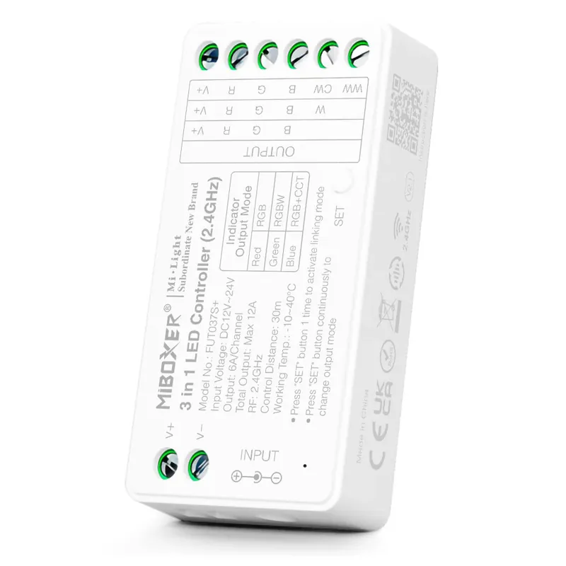 Controlador de tira LED 3 en 1- RGB - RGBW - RGB+CCT - 12/24V DC - 2.4G - MiBoxer - FUT037S+ Oferta Especial