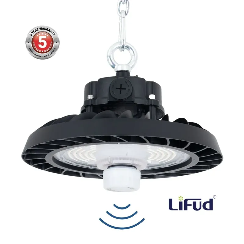 Entrega Rápida Campana LED UFO industrial 150W - CCT - Con sensor de movimiento - 170lm/W - Driver LIFUD - IP65 - 5 años garantía