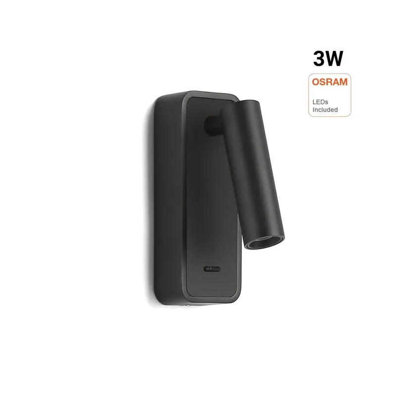 A Buen Precio Aplique de pared para lectura "RAAM" 3W - Orientable - Chip OSRAM Negro