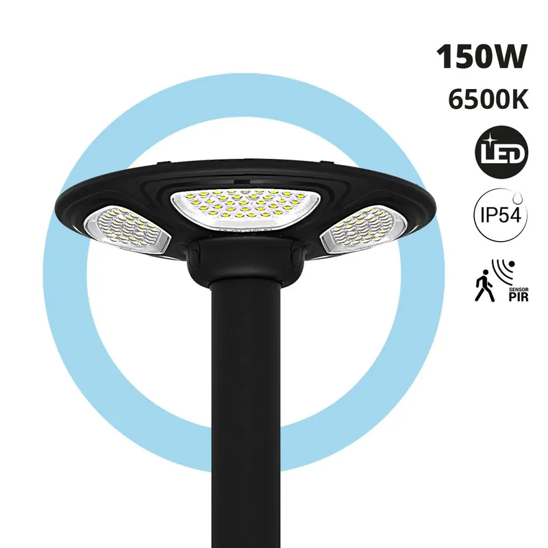 Farola solar con panel y mando a distancia - Sensor PIR - 150W - 6500K - IP54 Envío Exprés