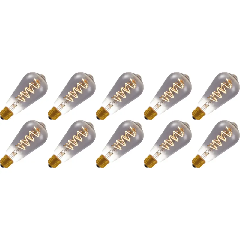 Lighto | Filamento LED | Casquillo grande E27 | Lámpara Edison | Negro | 64mm | 4W | 10 piezas Ordenar Ahora Mismo