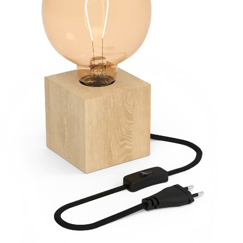 Calex | Luminaria de mesa | Madera FSC 100% | Accesorio E27 | Con interruptor | Cable de 1,8M Precio Reducido