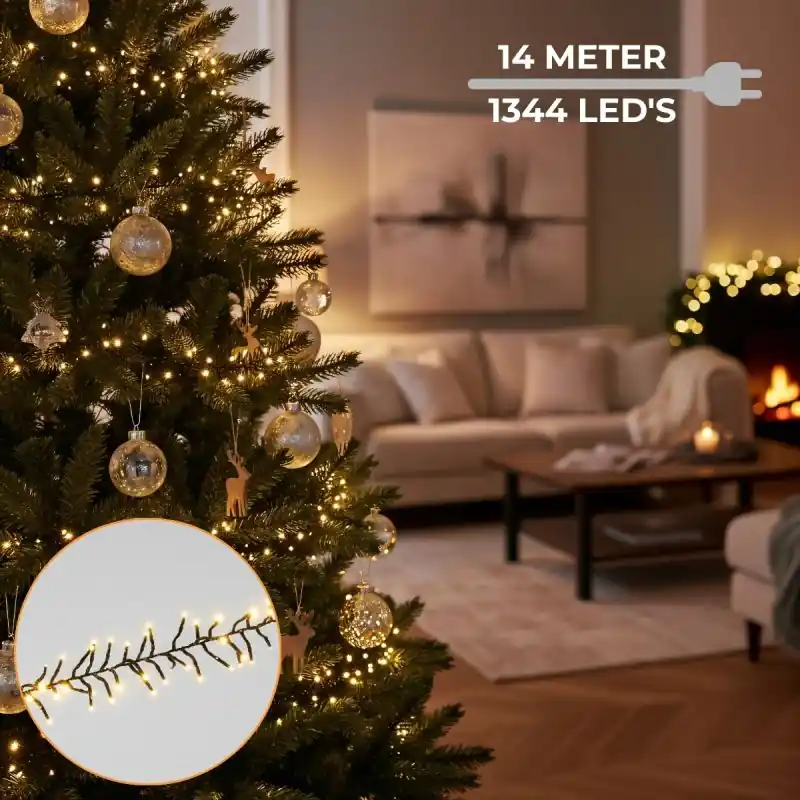 Última Versión Lighto | Luces de Navidad | Luces de Árbol de Navidad | 8-Funciones | 1344 luces LED | 13,3 metros de cable