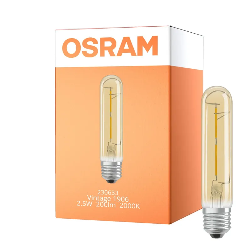 No Te Lo Pierdas Osram Vintage 1906 LED E27 Tubular con Filamento Oro 2.5W 200lm - 820 Luz muy Cálida | Reemplazo 20W