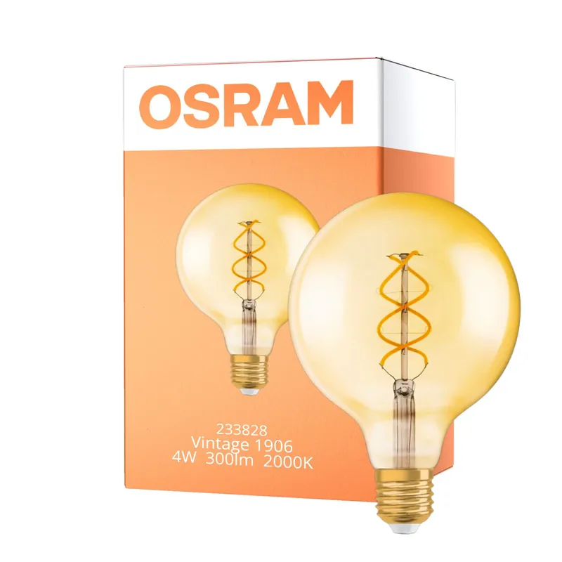 Osram Vintage 1906 LED E27 Globe con Filamento Oro 125mm 5W 250lm - 820 Luz muy Cálida | Reemplazo 25W Ordena Ya