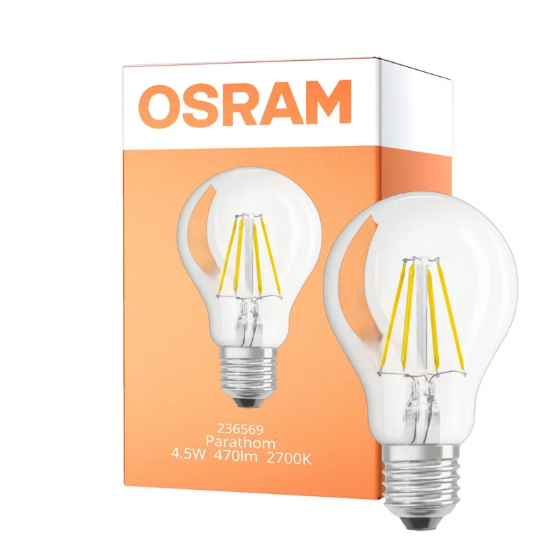 Solo Por Tiempo Limitado Osram Parathom Retrofit Classic LED E27 Pera con Filamento Clara 4.5W 470lm - 827 Luz muy Cálida | Regulable - Reemplazo 40W