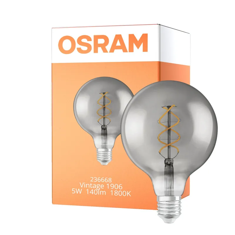Osram Vintage 1906 LED E27 Globe con Filamento Smoke 125mm 5W 140lm - 818 Luz muy Cálida | Reemplazo 15W Imprescindible (Must-Have)