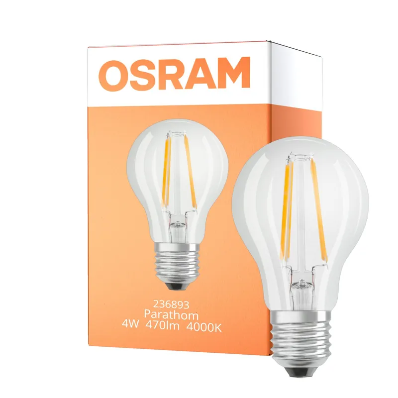 Osram Parathom Classic LED E27 Pera con Filamento Clara 4W 470lm - 840 Blanco Frio | Luz de Día Sensor - Reemplazo 40W A Buen Precio