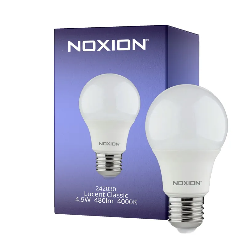Noxion Lucent Classic LED E27 Pera Mate 4.9W 480lm - 840 Blanco Frio | Reemplazo 40W Precio De Oferta