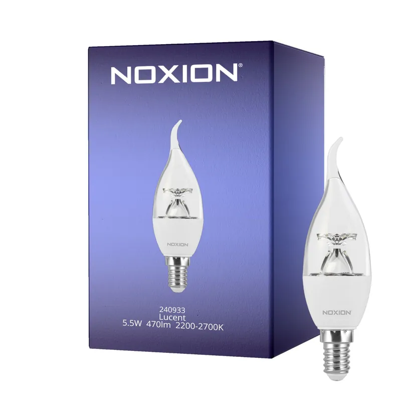 Bestseller Noxion Lucent LED E14 Punta torcida Vela con Filamento Clara 5.5W 470lm - 827 Luz muy Cálida | Regulable - Reemplazo 40W