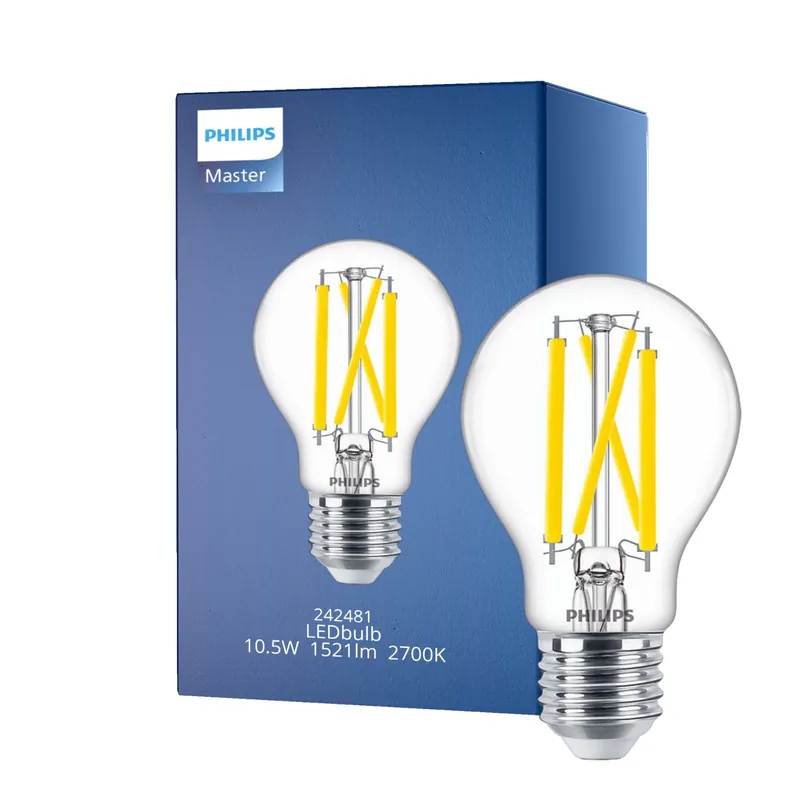Philips MASTER Value LED Bulbo E27 Pera Clara 10.5W 1521lm - 927 Luz muy Cálida | Mejor reproducción de color - Regulable - Reemplazo 100W Mejor Precio