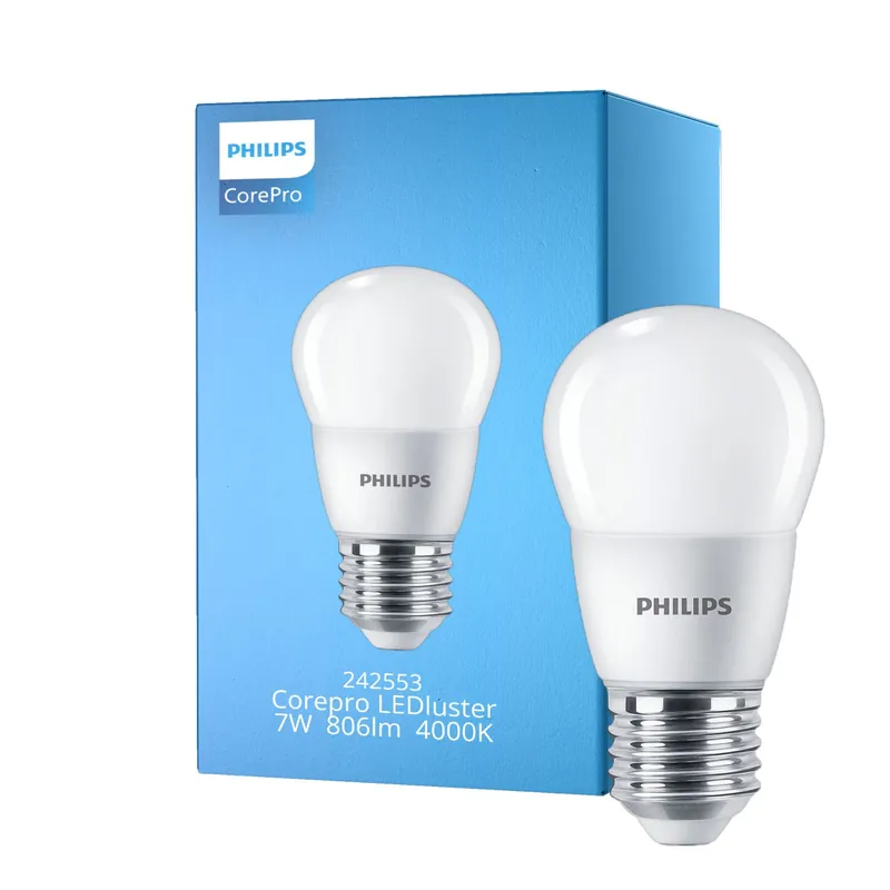 Philips Corepro LED Lustre E27 Esférica Mate 7W 806lm - 840 Blanco Frio | Reemplazo 40W Garantía De Devolución De Dinero