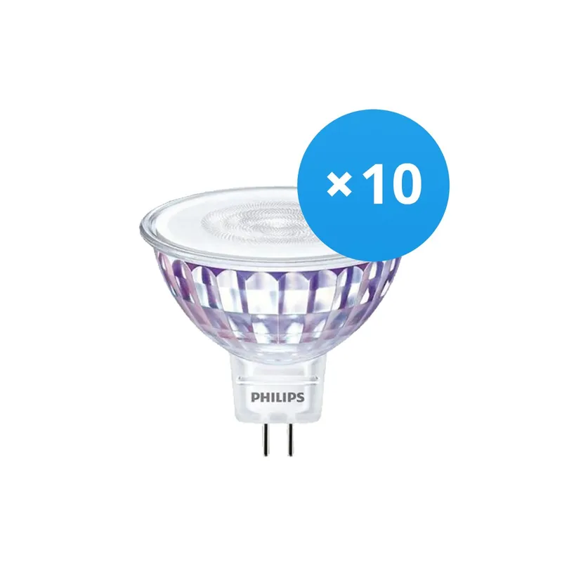 Multipack 10x Philips Corepro LED Foco GU5.3 MR16 7W 660lm 36D - 840 Blanco Frio | Reemplazo 50W Promoción Exclusiva
