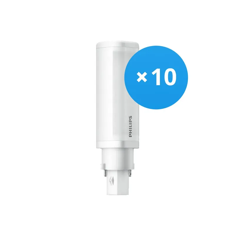 Certificado Multipack 10x Philips Corepro PL-C LED 4.5W 500lm - 840 Blanco Frio | 2-Pines - Reemplazo 13W