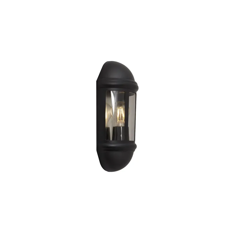Ansell LED Luz De Pared Latina Mitad Linterna Negro - Apta para E27 Hasta 42W | IP65 - Sensor De Luz Últimas Unidades