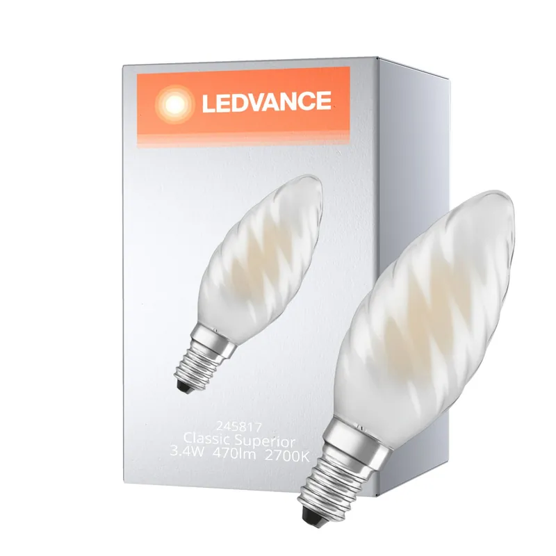 Alta Calidad Ledvance Superior Classic LED E14 Mate 3.4W 470lm - 927 Luz muy Cálida | Regulable - Mejor reproducción de color