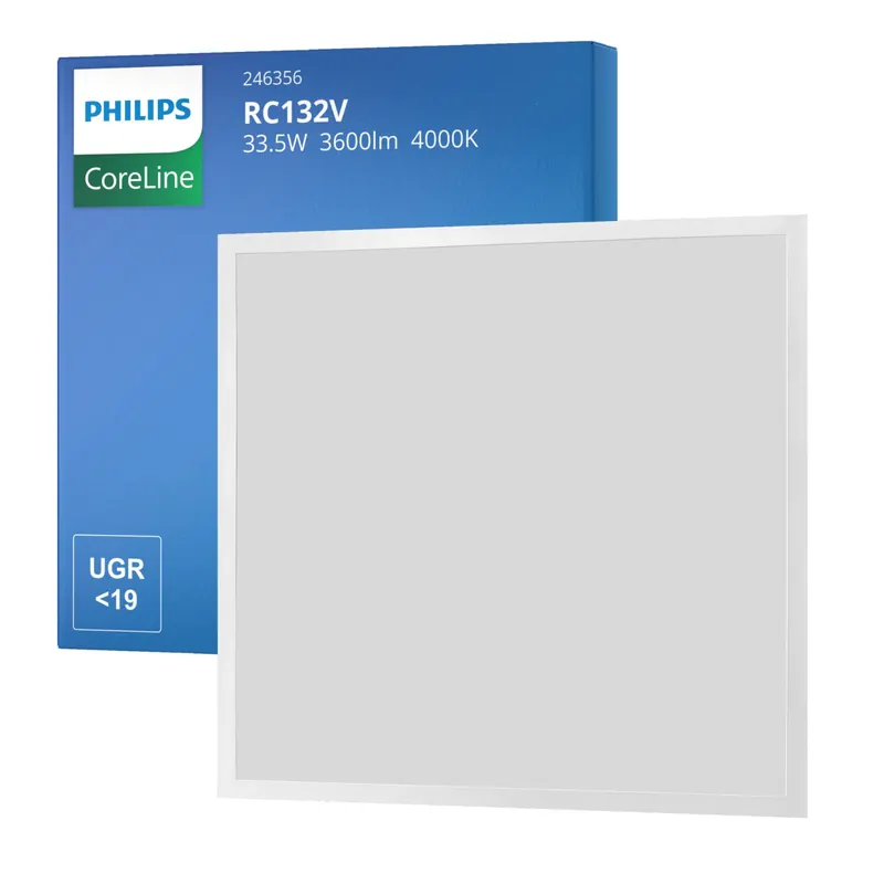 Philips Panel LED CoreLine RC132V 33,5W 3600lm - 840 Blanco Frio | 60x60cm - UGR <19 - Interact Regulable - Luz de emergencia 3 horas A Buen Precio