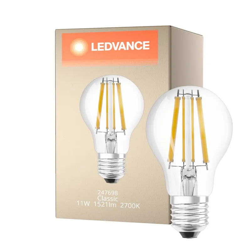 Ledvance Classic LED E27 Pera con Filamento Clara 11W 1521lm - 927 Luz muy Cálida | Mejor reproducción de color - Regulable - Reemplazo 100W Gran Oferta