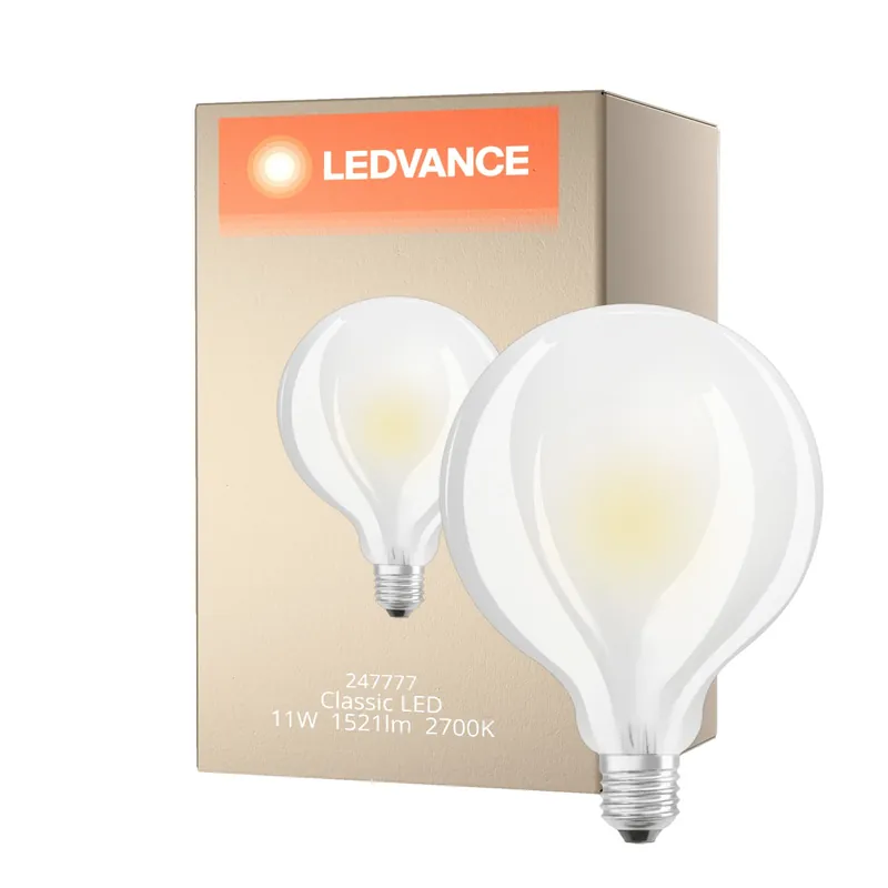 Liquidación Ledvance Classic LED E27 Globe con Filamento Mate 11W 1521lm - 927 Luz muy Cálida | Mejor reproducción de color - Regulable - Reemplazo 100W
