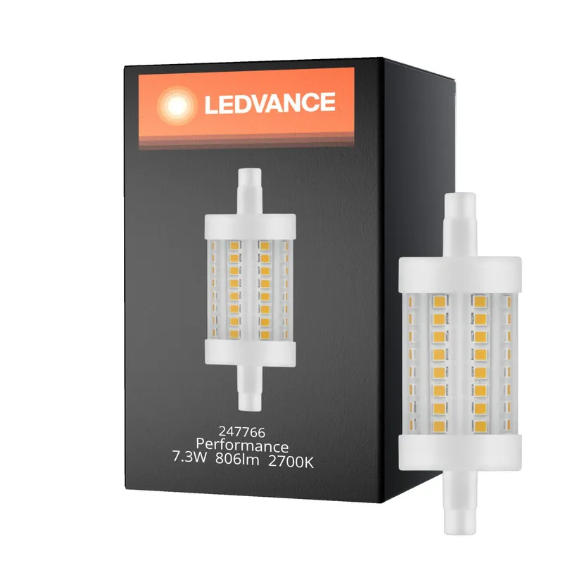 Pago Seguro Ledvance Performance LED R7s doble Ended 78mm Clara 7.3W 806lm - 827 Luz muy Cálida | Reemplazo 60W