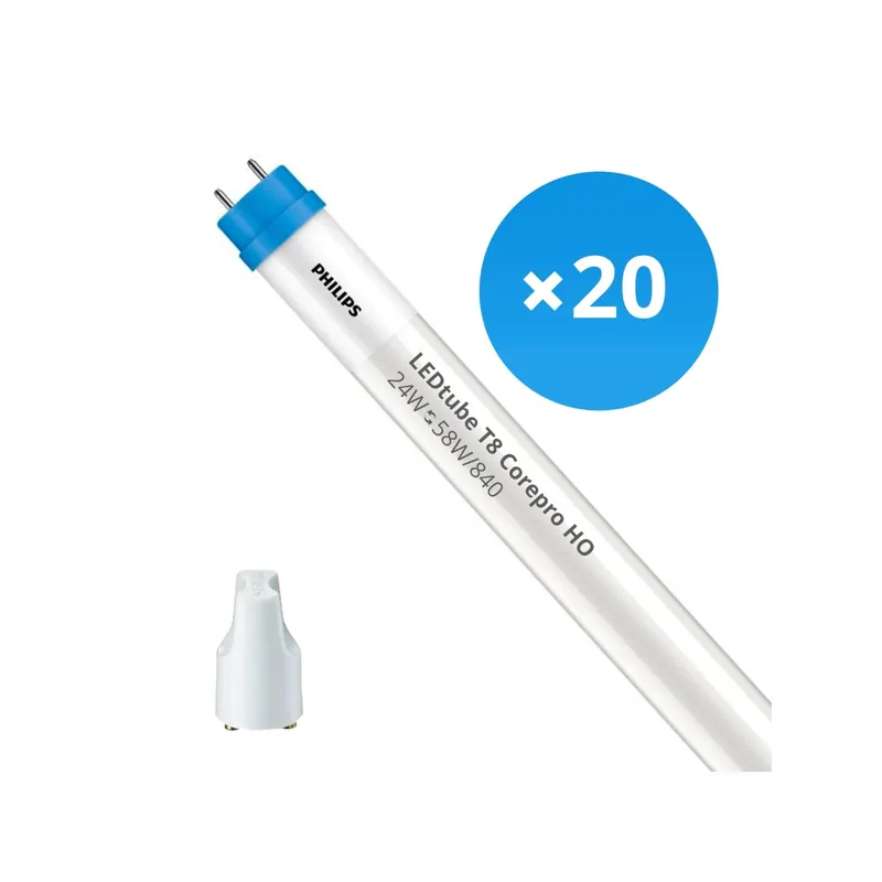 Envío Inmediato Multipack 20x Philips Tubo LED T8 CorePro (EM/Mains) High Output 24W 2700lm - 840 Blanco Frio | 150cm - Reemplazo 58W